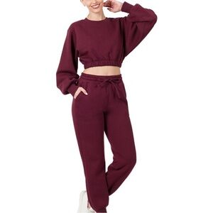 Women's Burgundy Sweatpants Set